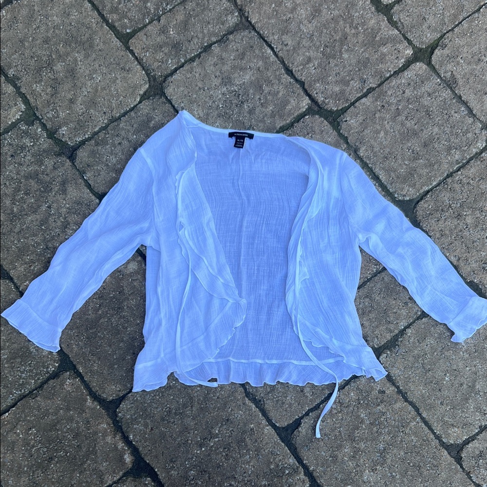 Alison Sheri White Sheer Cardigan